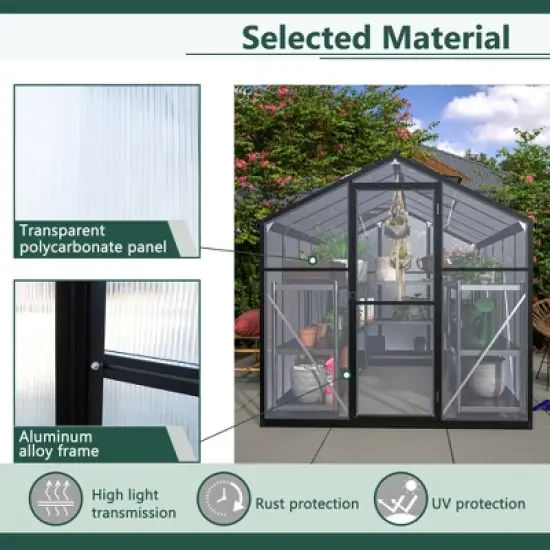 Greenhouse for Outdoors, Walk In Greenhouse with Lockable Door, Ventilation Window and Aluminum Frame for Backyard Balcony Garden Sunroom image {5}