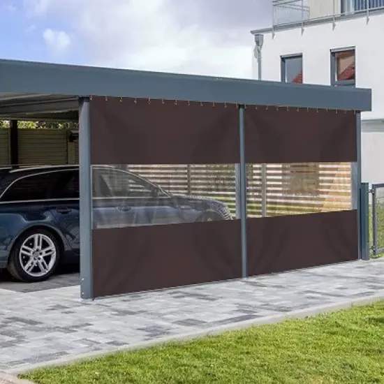 Covers&All Outdoor Clear Panel Curtain, Outdoor Curtains for Patio, Waterproof & Weather Resistant Tarp image {3}