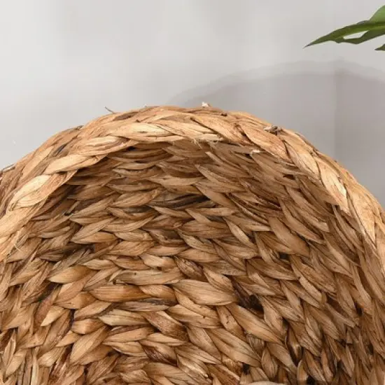 PawHut 20" Handwoven Elevated Cat Bed with Soft Cushion Cat Egg Chair Shape, Cat Basket Bed Raised Wicker Cat Bed for Indoor Cats, Brown image {5}