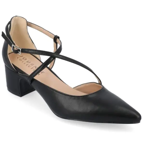 Journee Collection Womens Galvinn Crisscross Strap Pointed Toe Pumps image {9}