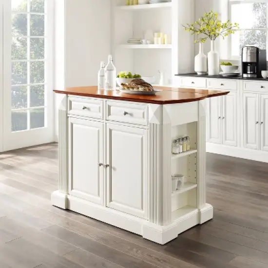 Drop Leaf Breakfast Bar Top Kitchen Island - White - Crosley image {8}