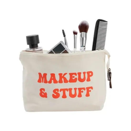 6 Pack Small Canvas Makeup Bags with Zipper for Women, 3 Designs (White, 8 x 4 x 6 In) image {2}