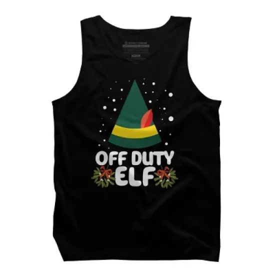 Men's Design By Humans Off Duty Elf Christmas By Thingsandthings Tank Top image {4}