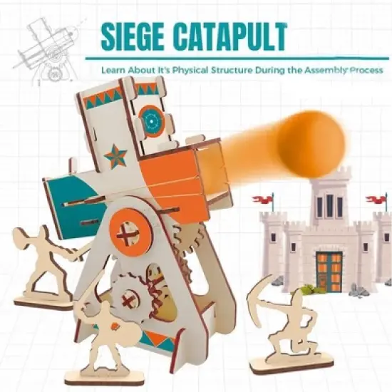 LIVEVIE Wooden Siege Catapult Kit for Kids ? STEM Learning Toy for Engineering, Simple Machines, Safe Interactive Assembly and Play image {6}