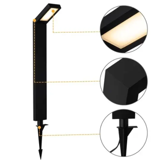 C Cattleya 21" Low-voltage Black Aluminum LED Landscape Path Lights with Frosted Glass Shade(4-Pack) image {2}