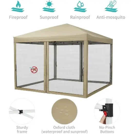 Acekool Pop Up Canopy Tent, Easy Up Outdoor Shelter with Mosquito Netting, Sun Shade, 3 Adjustable Heights, Wheeled Bag for Patio, Camping, Picnic image {2}