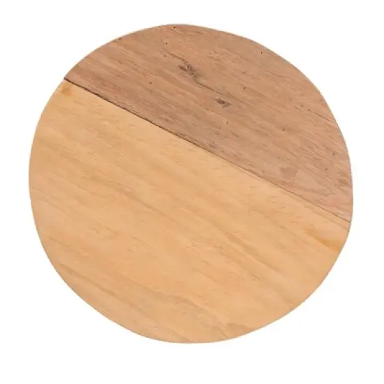 Baxton Studio Terah Teak Wood Ottoman Footstool Natural Brown: Round, Solid, No Assembly Required image {4}