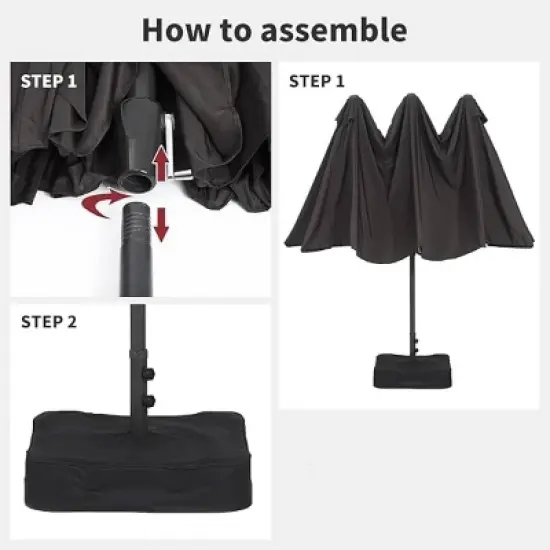 GustoWave Outdoor 15FT Double-Sided Patio Umbrella with Base image {3}