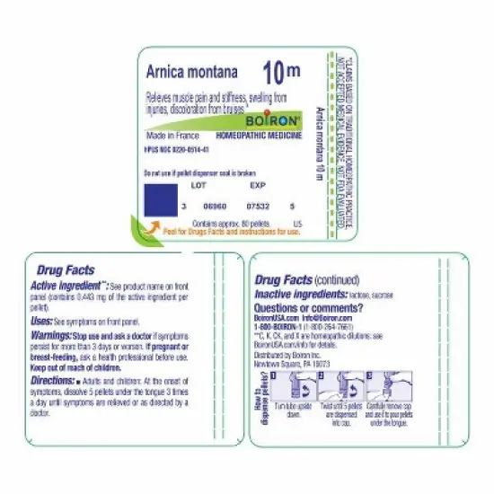 Arnica Montana 10M by Boiron Homeopathic Single Medicine For Pain  -  80 Pellet image {1}