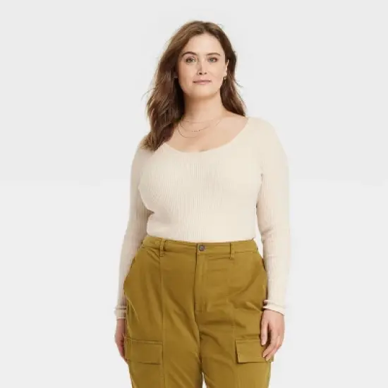 Women's Shrunken Rib Scoop Neck Pullover Sweater - Universal Thread&trade; image {8}