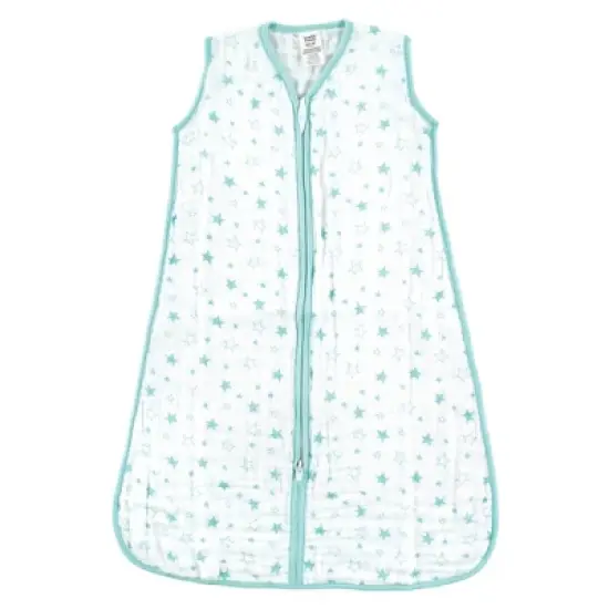 Luvable Friends Baby Sleeveless Muslin Cotton Sleeping Bag, Sack, Blanket, Stars Muslin image {1}