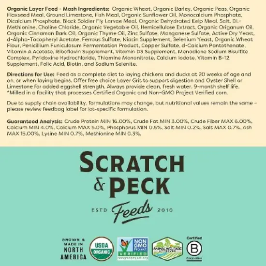 Scratch and Peck Feeds Cluckin Good Organic 3 Grain Scratch Chickens and Ducks Feed - 10 lbs image {5}