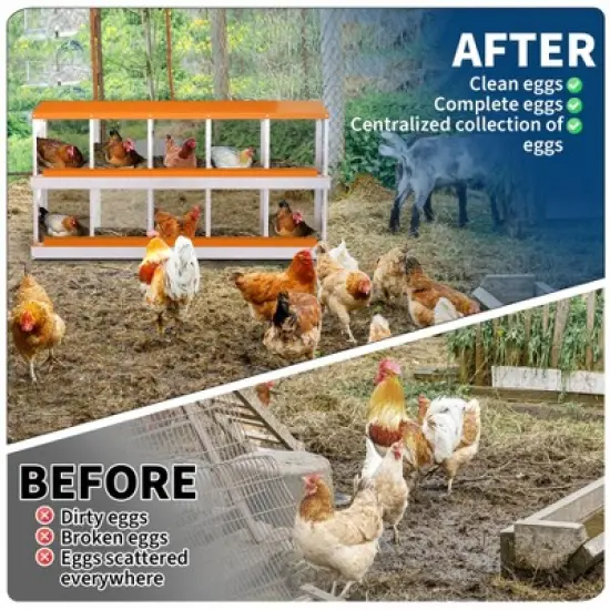 Chicken Nesting Boxes, Hole Roll Away Nest Box for Chicken Coop, Metal Egg Laying Box with Lid Cover to Protect Eggs, Rollout Egg Collection image {3}