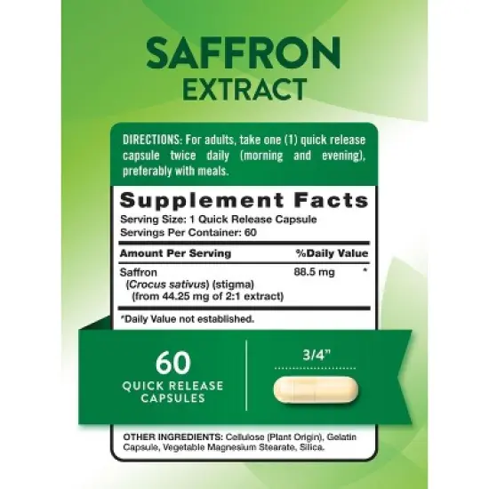 Nature's Truth Saffron Extract Capsules | 60 Count image {1}
