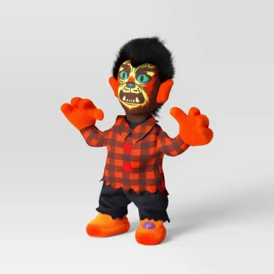 10" Animated Plush Werewolf Halloween Decorative Prop Orange - Hyde and EEK! Boutique&trade; image {2}