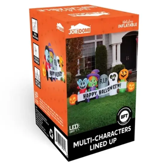 Joyfy 8 FT Long Inflatable Halloween Outdoor Decorations, Inflatable Pumpkin Ghost Vampire Witch Tombstone with LEDs for Yard Garden Lawn Decorations image {7}