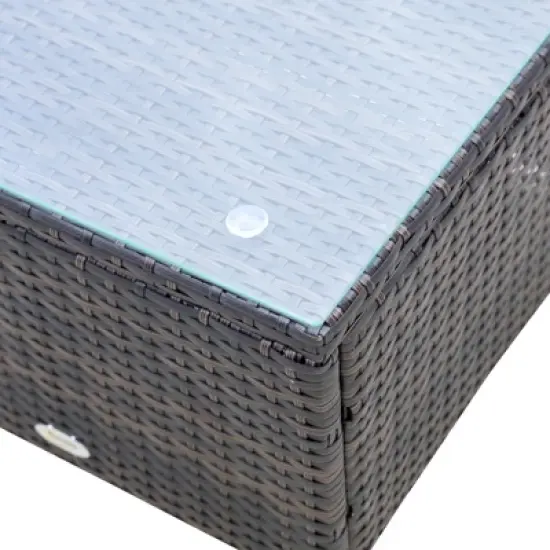 Outsunny Chaise Lounge Set of 2 w/ 5 Angle Backrest, Table, Cushions, PE Wicker Poolside Chairs, 3-Piece Patio Furniture Set image {4}