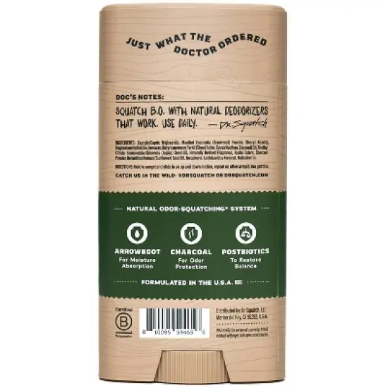 DR. SQUATCH Men's Natural Solid Deodorant Pine Tar - 2.65oz image {1}