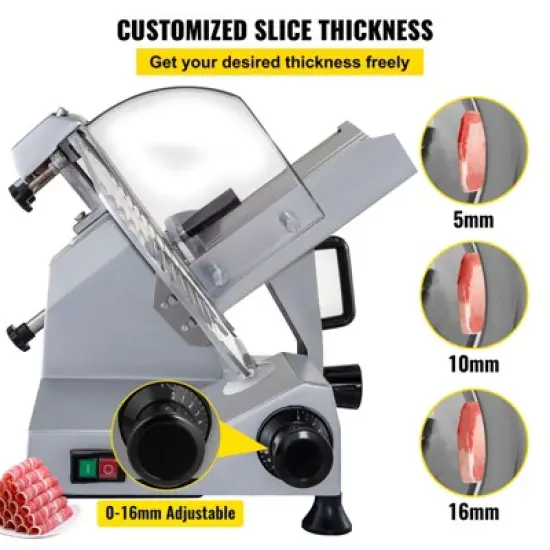 VEVOR Commercial Meat Slicer, 320W Electric Deli Food Slicer, 12 inch Carbon Steel Blade Electric Food Slicer, 350-400RPM Meat Slicer, 0-0.6 inch image {4}