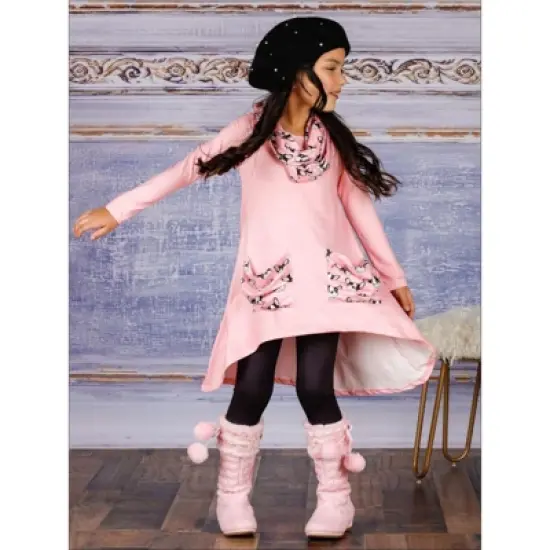 Girls Furry Friends Slouch Pocket Tunic, Scarf & Legging Set - Mia Belle Girls image {3}