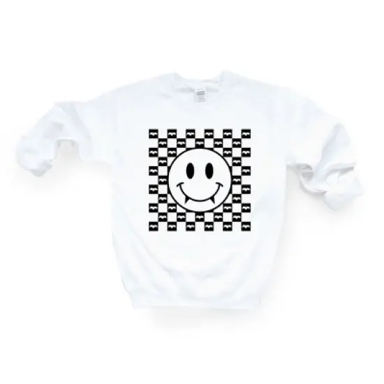 Simply Sage Market Women's Graphic Sweatshirt Halloween Bat Smiley Face image {4}