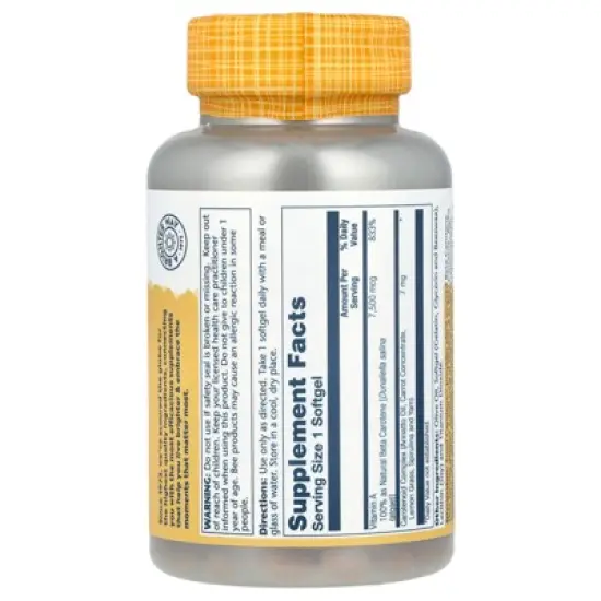 SOLARAY Food Carotene, Vitamin A as Beta Carotene 25000IU Carotenoids for Healthy Skin & Eyes, Antioxidant Activity & Immune System Support image {2}