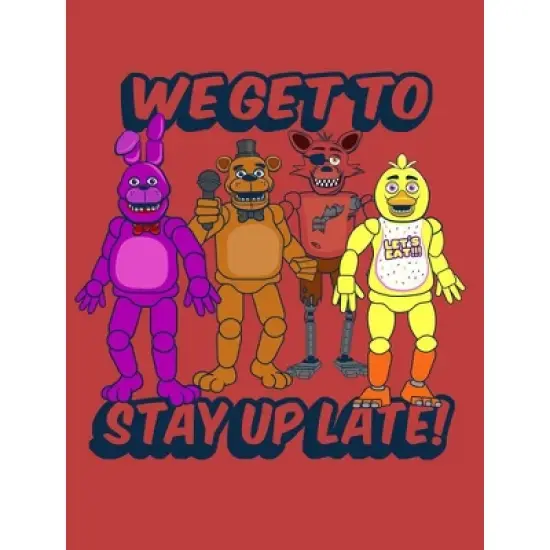 Five Nights at Freddy's We Get to Stay Up Late Boy's Red T-shirt image {1}