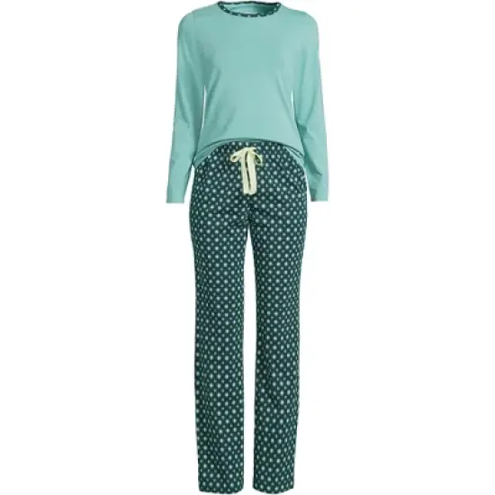 Lands' End Women's Tall Knit Pajama Set Long Sleeve T-Shirt and Pants image {10}