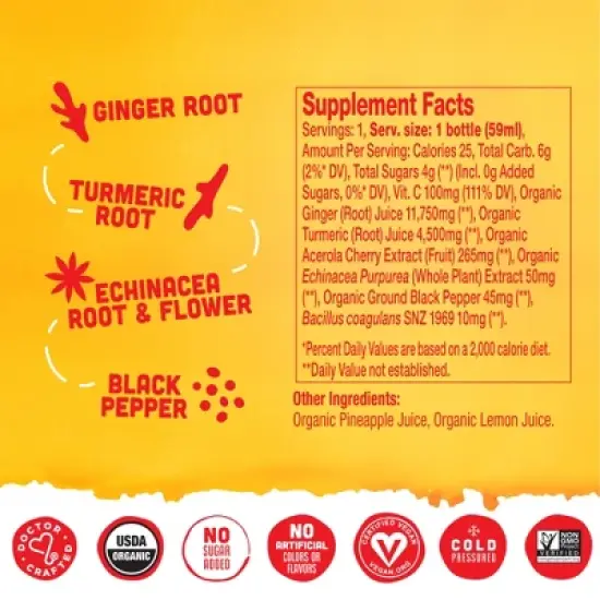 Vive Organic Immunity Boost  Original Ginger & Turmeric Wellness Shot - 2 fl oz image {1}