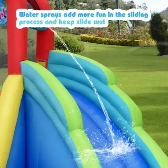 Costway Inflatable Bounce House Kids Water Splash Pool Dual Slides Climbing Wall without Blower image {7}