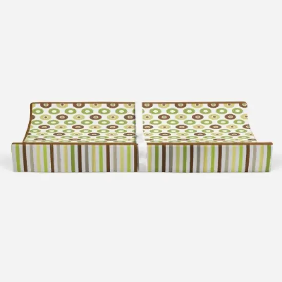 Bacati - Mod Dots/Stripes Green/yellow/choco Dots changing pad cover image {5}
