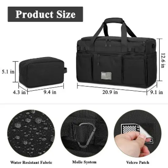 Tactical Travel Duffel bag with Removable Dividers & Shoe Compartment, Weekender Carry on Bag image {2}