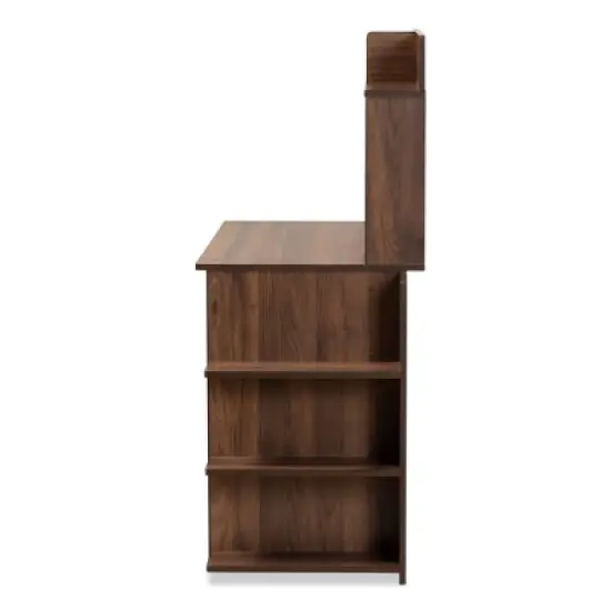 Garnet Wood Desk with Shelves Walnut/Brown - Baxton Studio image {2}