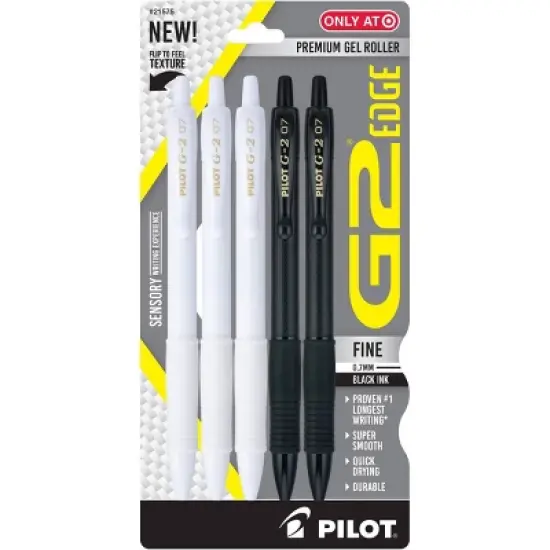 Pilot 5pk G2 Edge Black & White Barrels Gel Pens Fine Point 0.7mm Black Ink image {6}