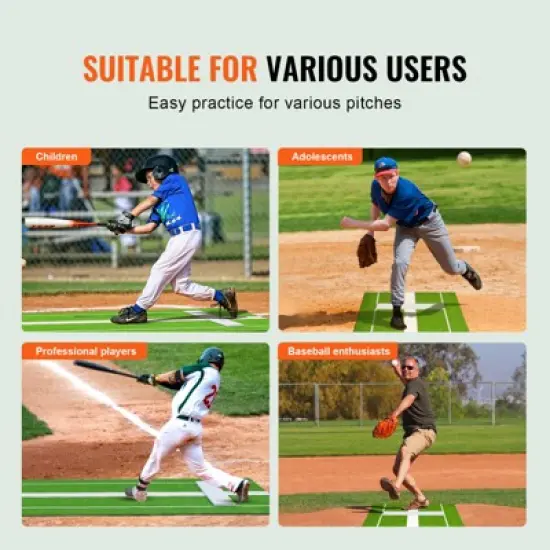 VEVOR Baseball Softball Hitting Batting Mat, 10' x 3.8' Indoor/Outdoor Softball Mat, Lined & Foam Backing Anti-Slip Anti-Fade Softball Training Aid image {6}
