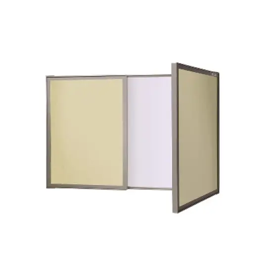 Ghent VisuALL PC Whiteboard Cabinet Fabric Bulletin Board Exterior Doors Beige GHE41300 image {1}