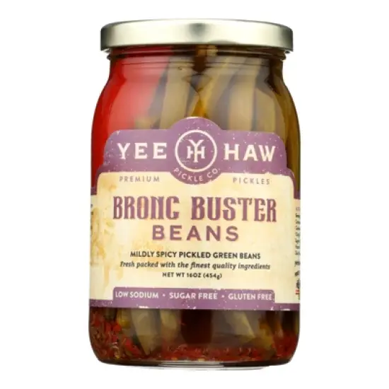 Yee-Haw Pickle Co. Bronc Buster Pickled Green Beans - Case of 6/16 oz image {1}