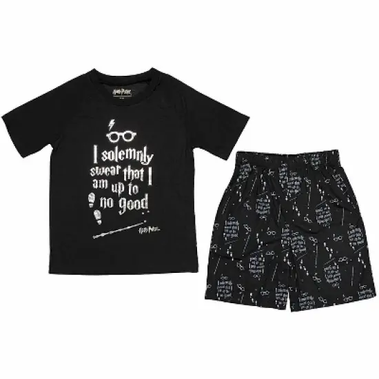 Harry Potter Intimo Big Boys Up to No Good Short Sleeve Boys Pajama Set Black image {6}