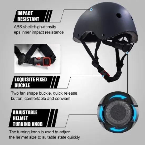 Evita Adjustable Helmet for Ages 5-16 Kids with Elbow Knee Wrist Pads image {10}