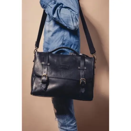 THE DUST COMPANY Leather Messenger Black image {5}