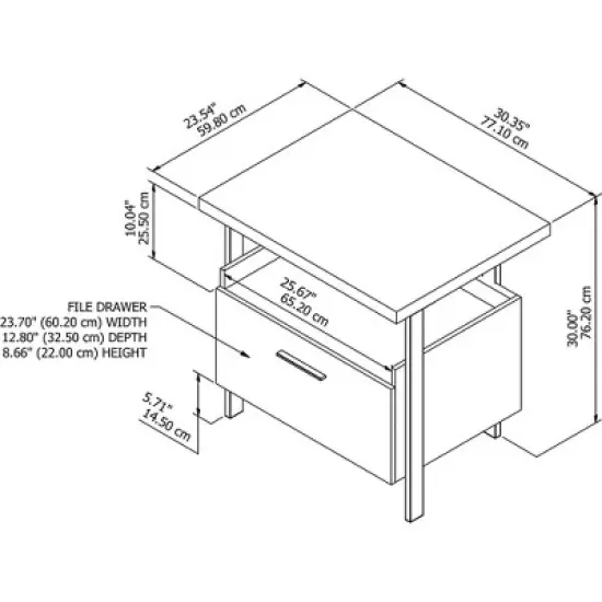 Architect 1 Drawer File Cabinet Modern Walnut - Bush Furniture image {5}