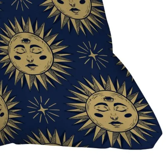 Deny Designs Avenie Vintage Sun Outdoor Throw Pillow Navy image {2}