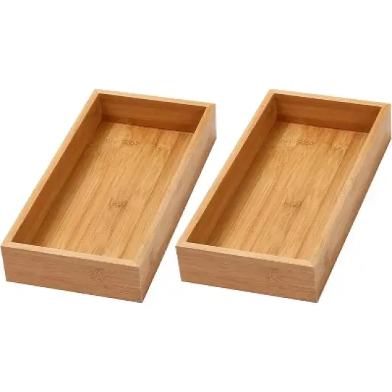 YBM HOME Bamboo Drawer Organizer Storage Box for Kitchen Drawer, Junk Drawer, Office, Bedroom, Children Room, Craft, Sewing, and Bathroom, Pack of 2 image {13}