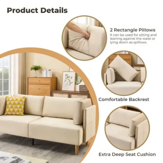 76" Sofa Couch, Comfy Upholstered Loveseat with Extra Deep Seats image {4}