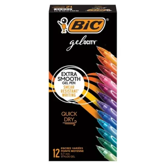 BIC&reg; Gel-ocity&reg; Quick Dry Retractable Gel Pens, Assorted Fashion Colors, Pack of 12 image {7}