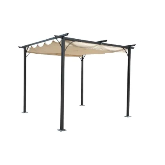 10' Retractable Roman Shade Pergola Canopy - Blue Wave image {1}