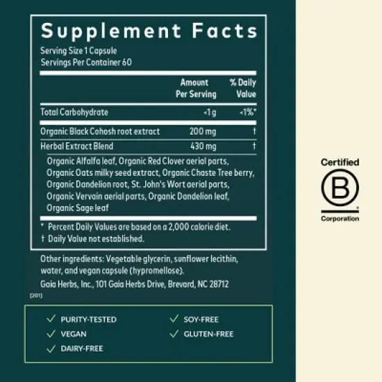 Gaia Herbs Menopause Support Daytime - Helps Maintain Healthy Hormone Balance and Well-Being for Women - 60 Vegan Liquid Phyto-Capsules image {1}