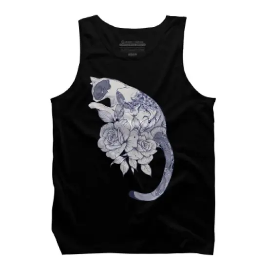 Men's Design By Humans Cat Snake Flowers Tattoo By jess1586 Tank Top image {4}
