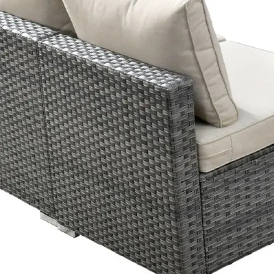 Ovios Venice 8pc Wicker Outdoor Patio Furniture Set Conversation Sofa with a Storage Fire Pit and Cushions image {7}