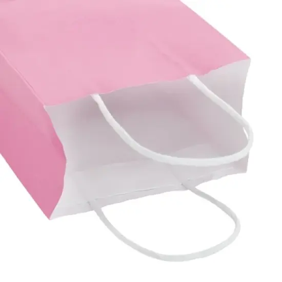 Blue Panda 25-Pack Pink Gift Bags with Handles - Small Paper Treat Bags for Birthday, Wedding, Retail (5.3x3.2x9 In) image {6}